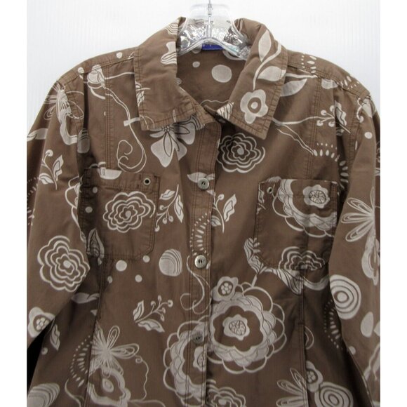 Fresh Produce Top Small Button Down Shacket Floral Pockets Cotton - Picture 2 of 10